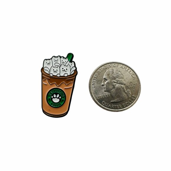 ✨Metal Enamel Cafe Many Kawaii Kittens I Love Cats Brooch Pin Coffe Catpuccino✨ - Picture 5 of 5